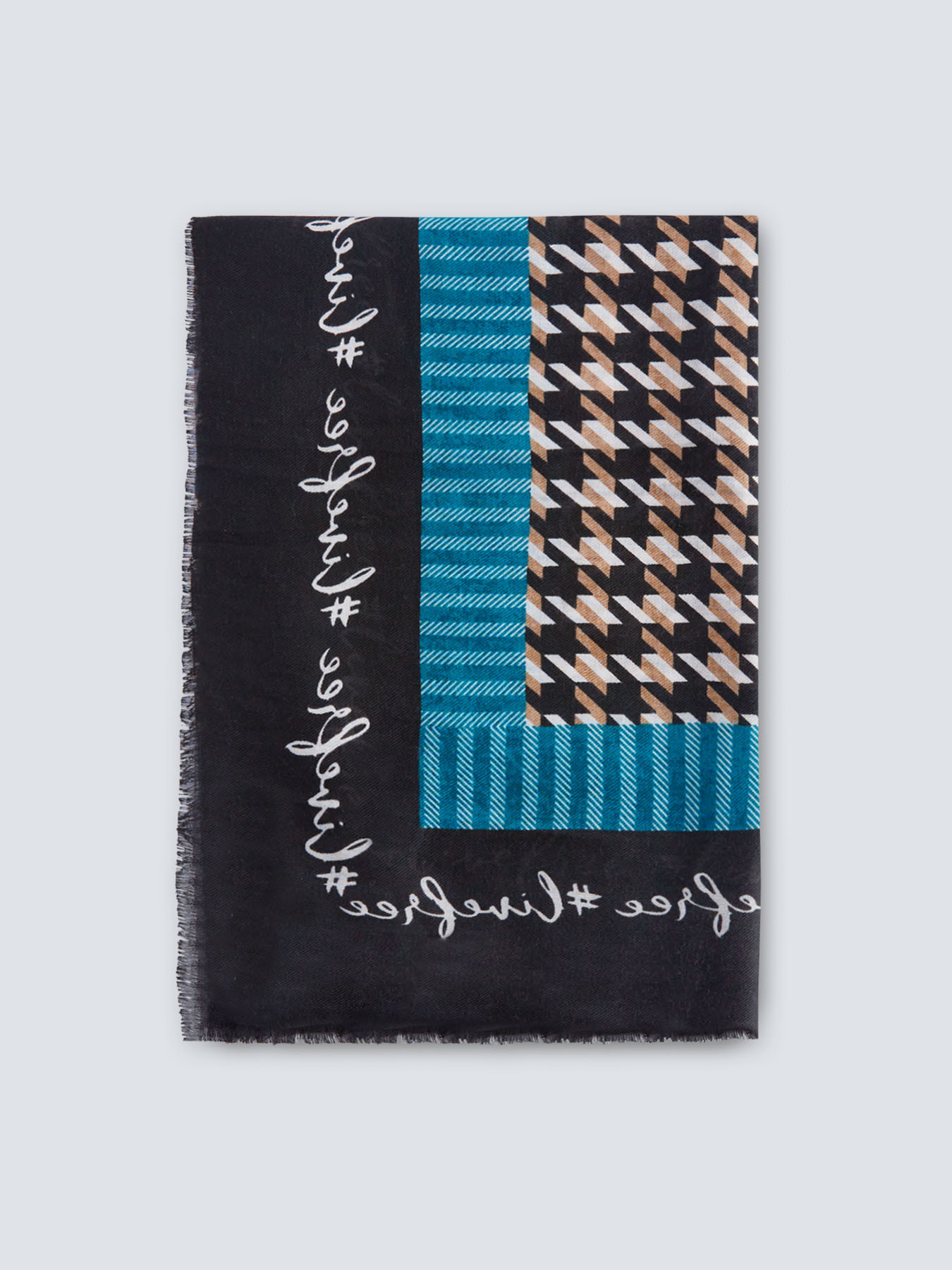 Scarf with print and logos image number 0