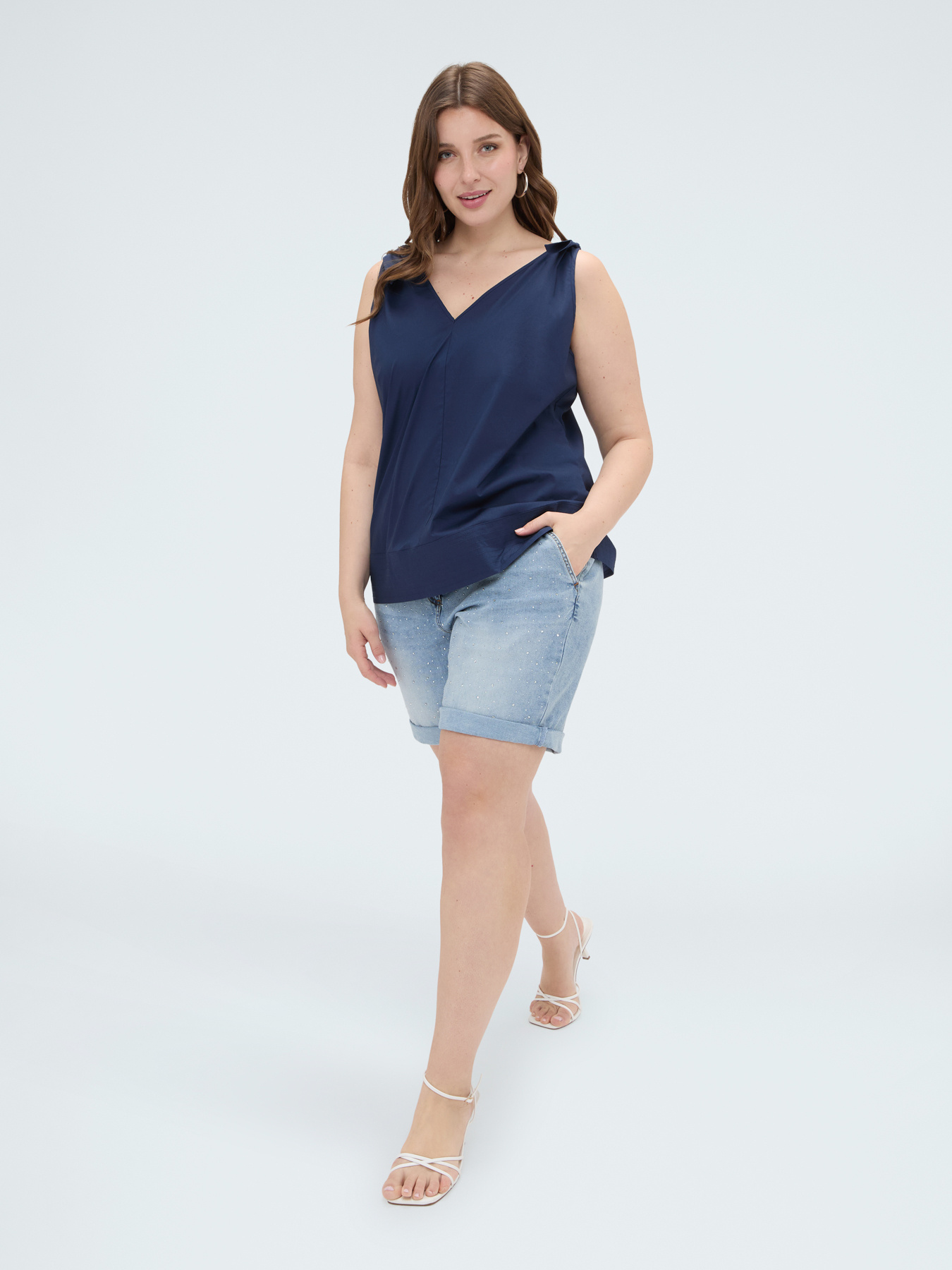 Cotton top with bow knots on the shoulders image number 0