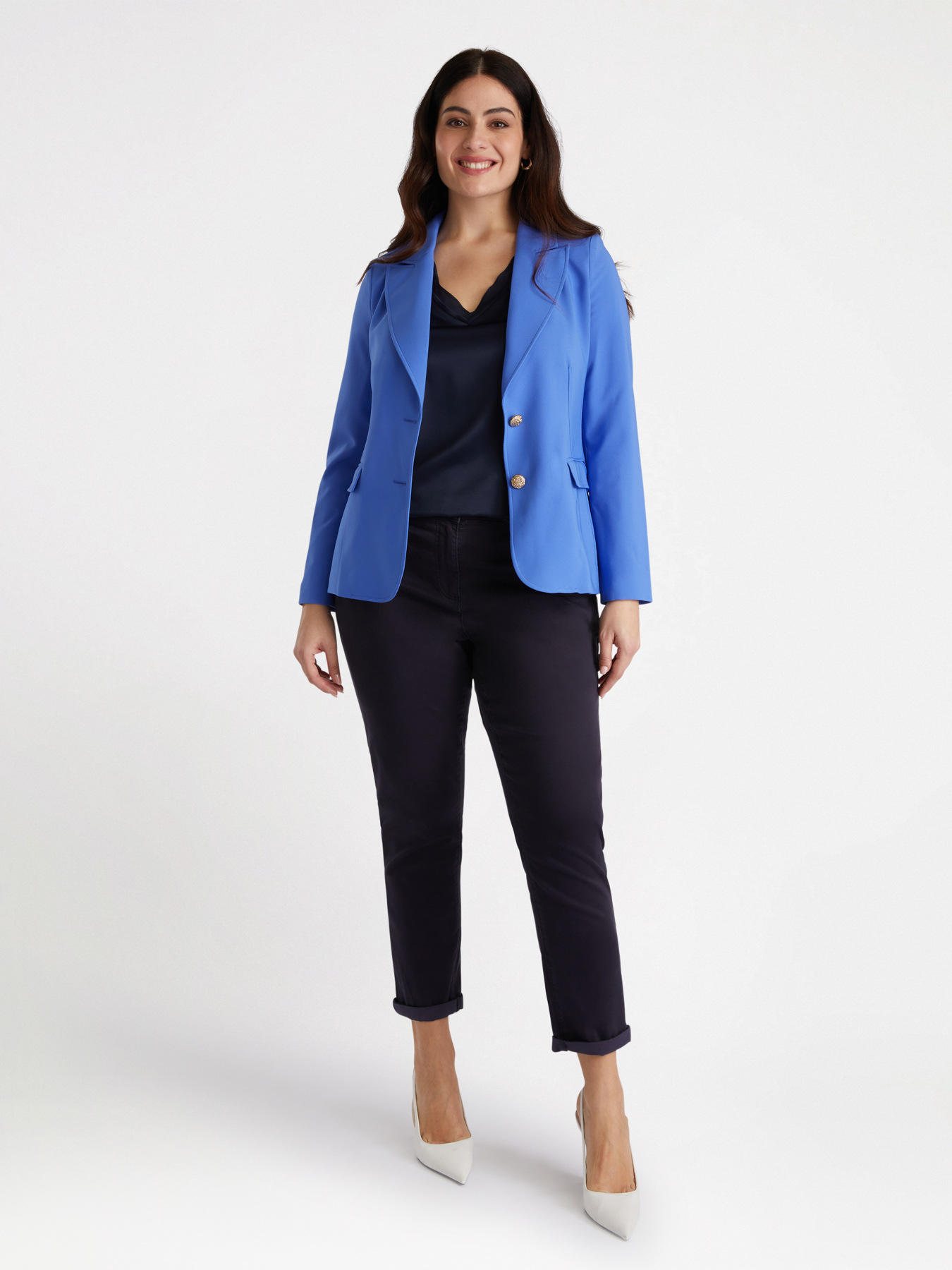 Blazer in tessuto stretch bottoni gioiello image number 1