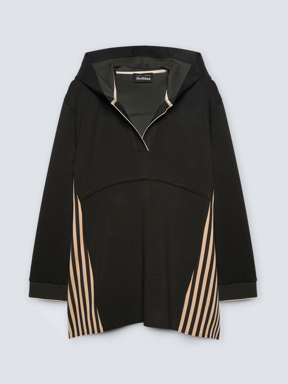 Scuba fabric sweatshirt with striped inserts