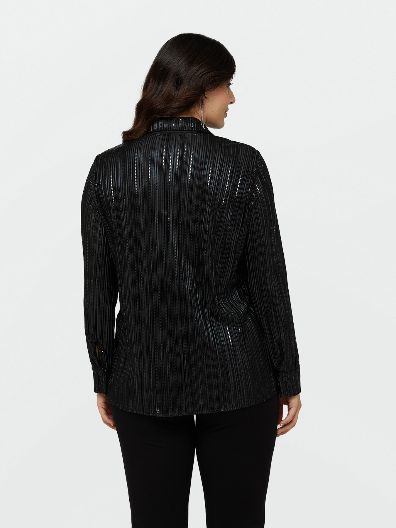 Hemdbluse aus laminiertem Jersey image number 1