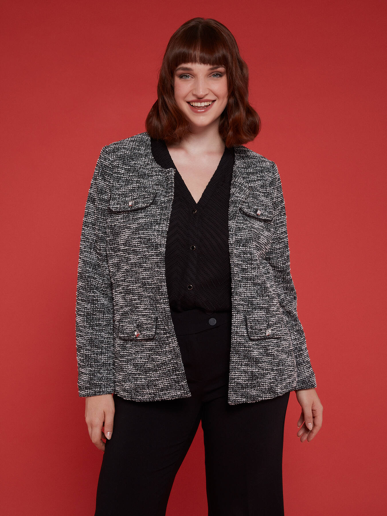 Boucl&eacute; fabric jacket image number 2