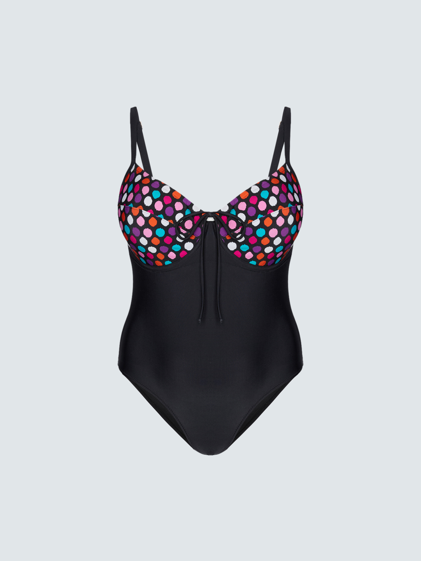One-piece swimsuit with balconette cups and polka dots image number 1