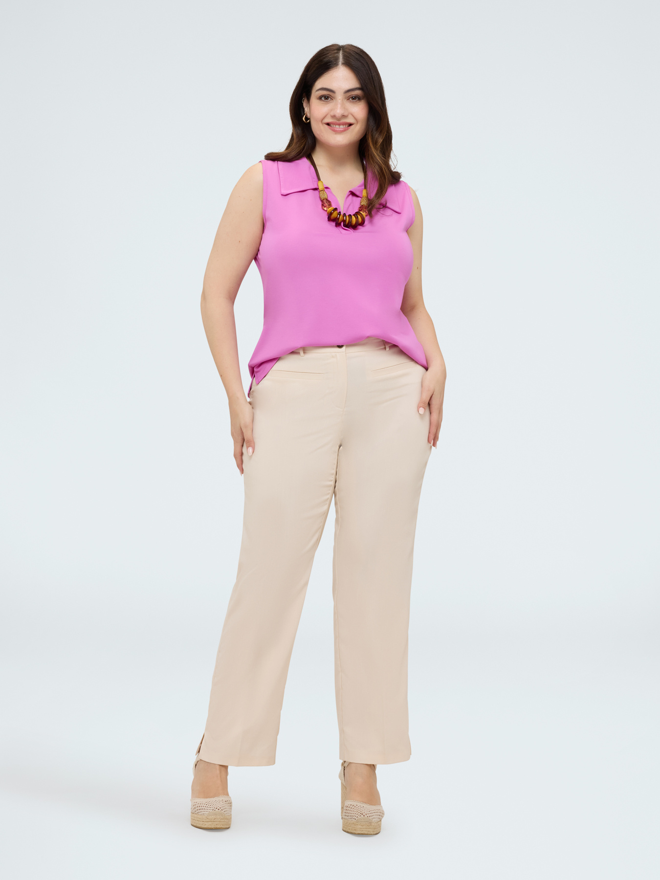 Jersey top with polo collar image number 2