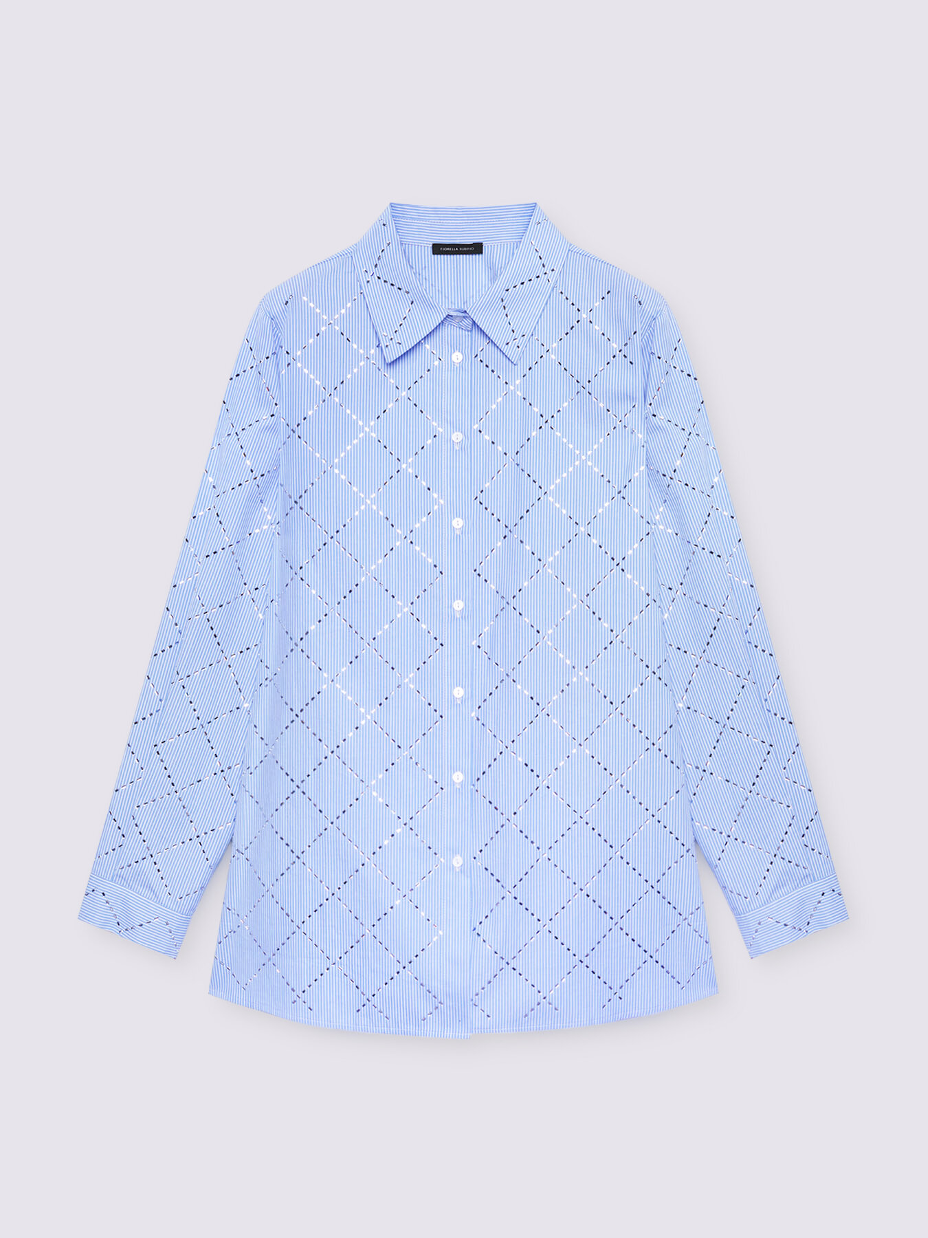 Camicia in cotone con ricamo a rombi image number 4