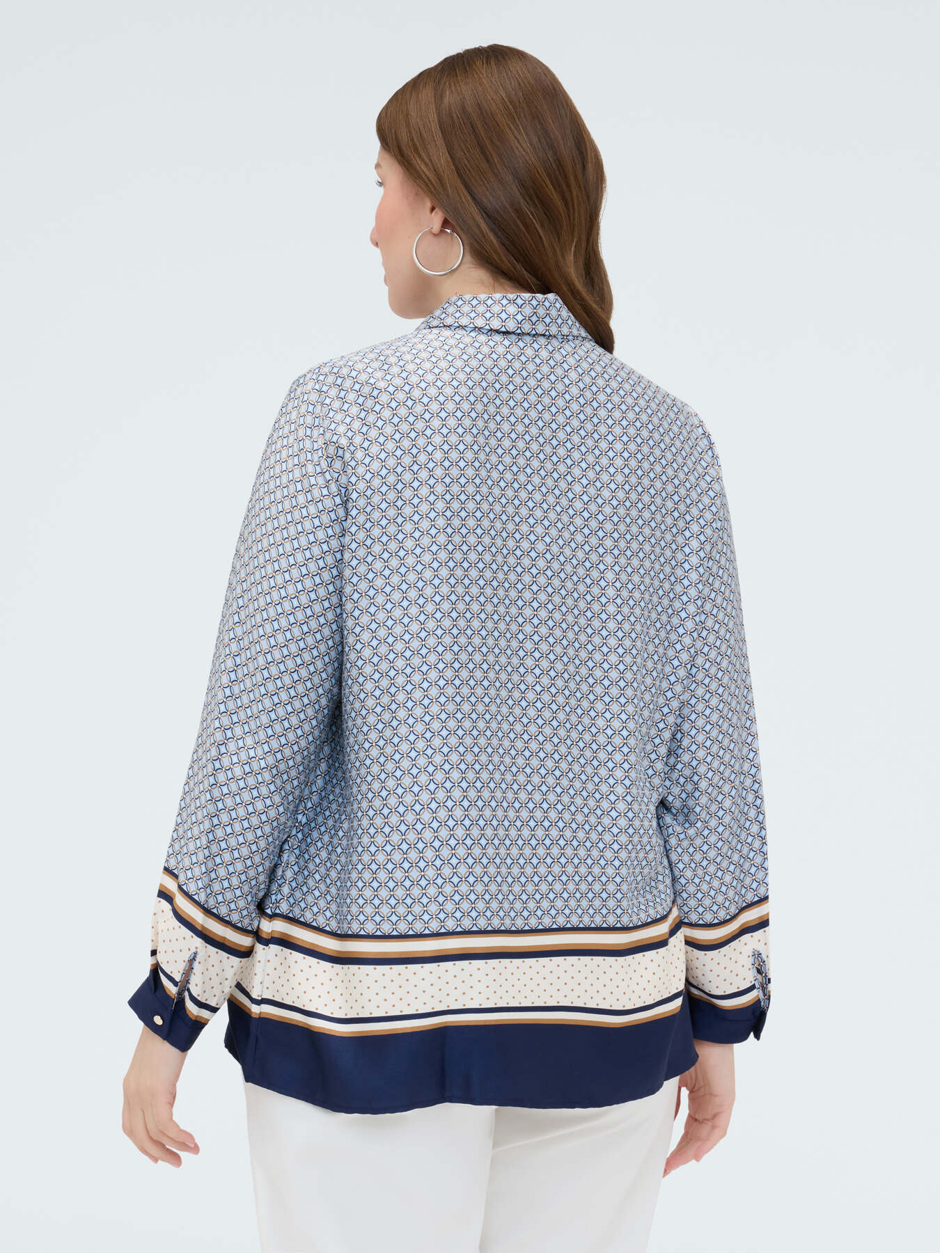 Geometric print satin shirt image number 1