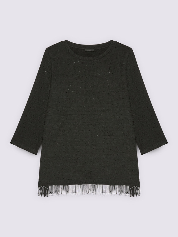 T-shirt in jersey con punti luce e frange