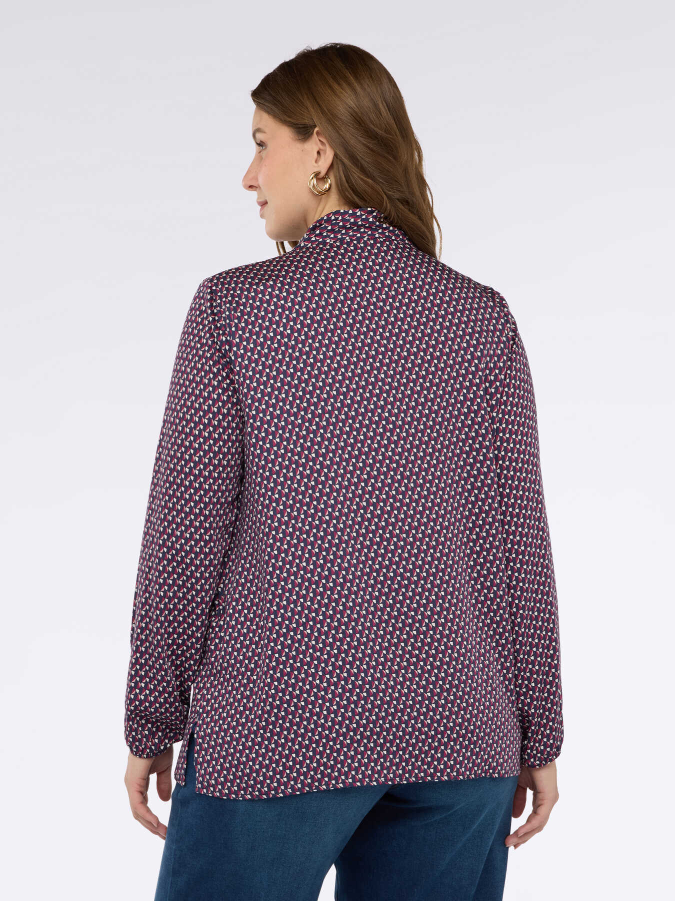 Geometric print shirt in muslin image number 1