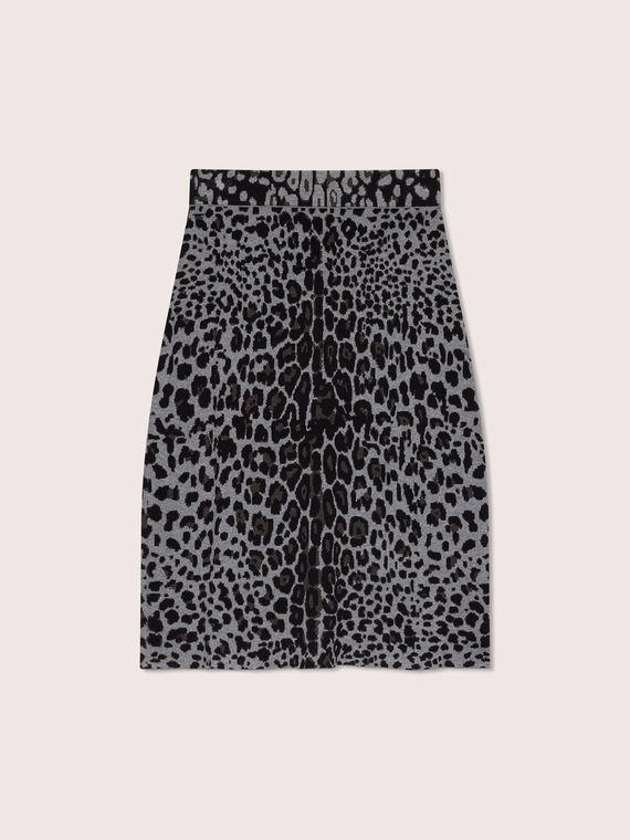 Enger Minirock aus Strickware mit Animalier-Print