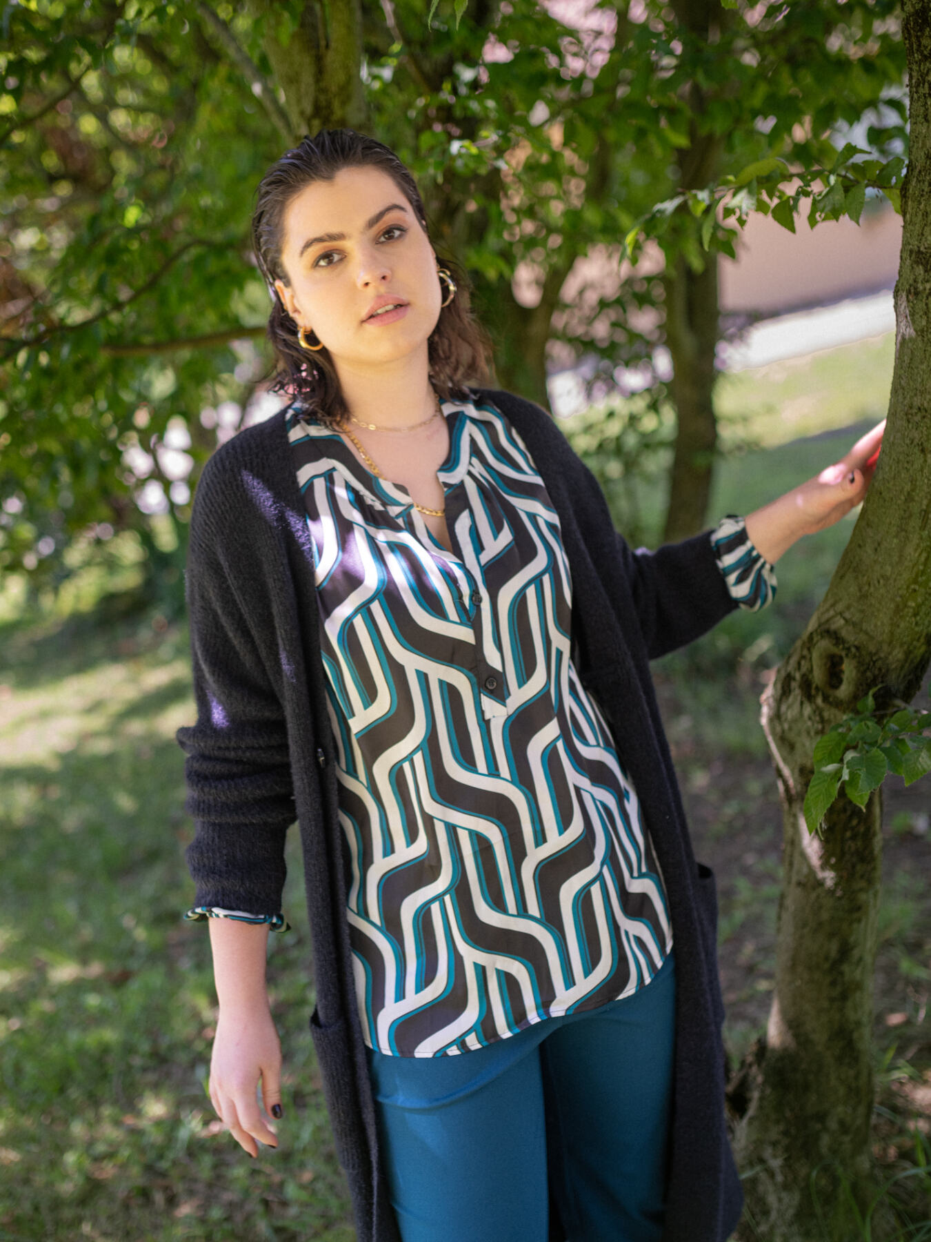 Blusa in raso stampato image number 4