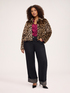 Short animal-print faux fur jacket image number 2