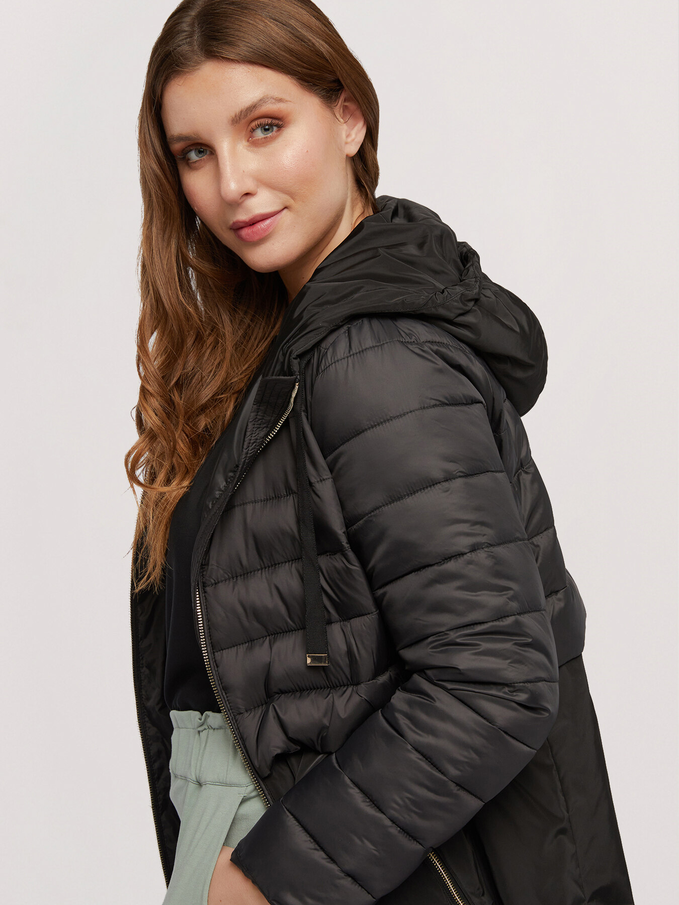 Piumino lungo in due tessuti image number 0