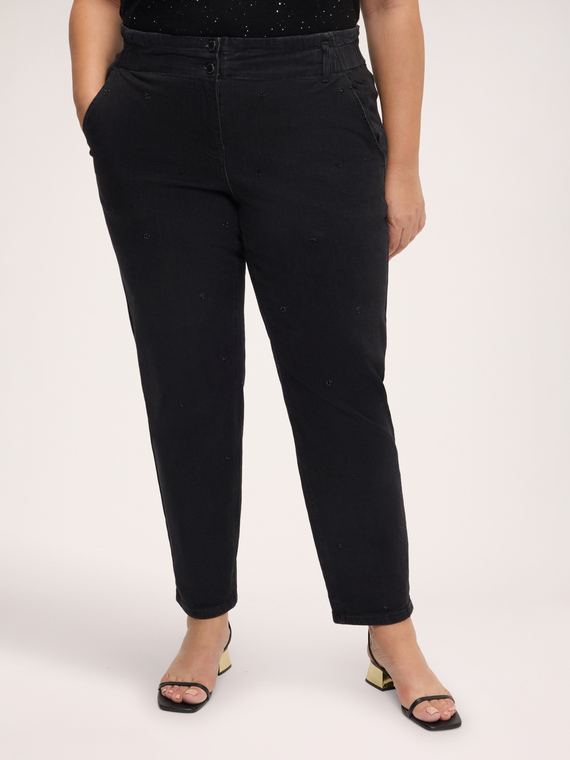 Jeans Balloon negro con aplicaciones