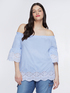 Off-shoulder blouse with lace trims image number 3