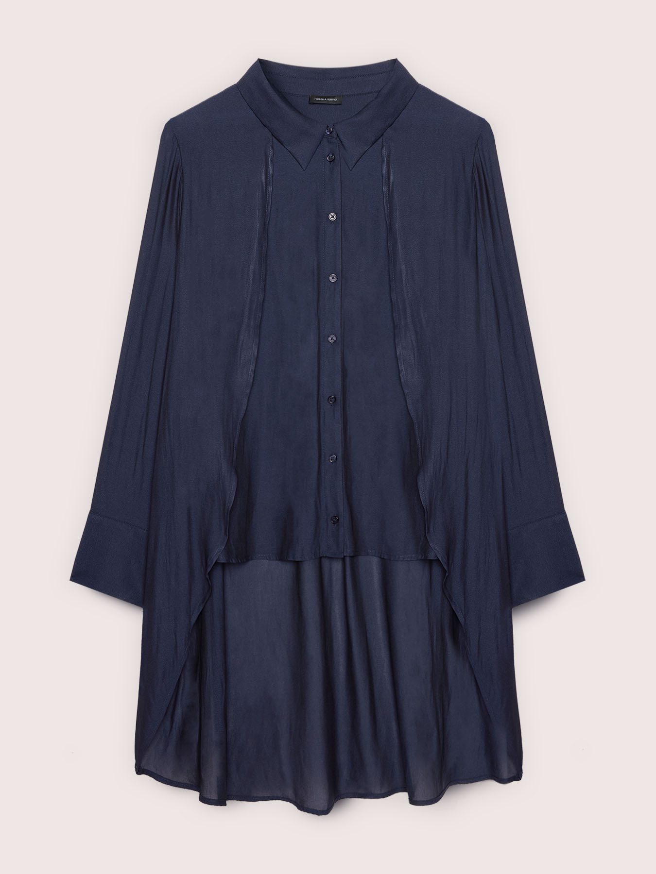 Camicia in georgette con drappeggio a doppio strato image number 4