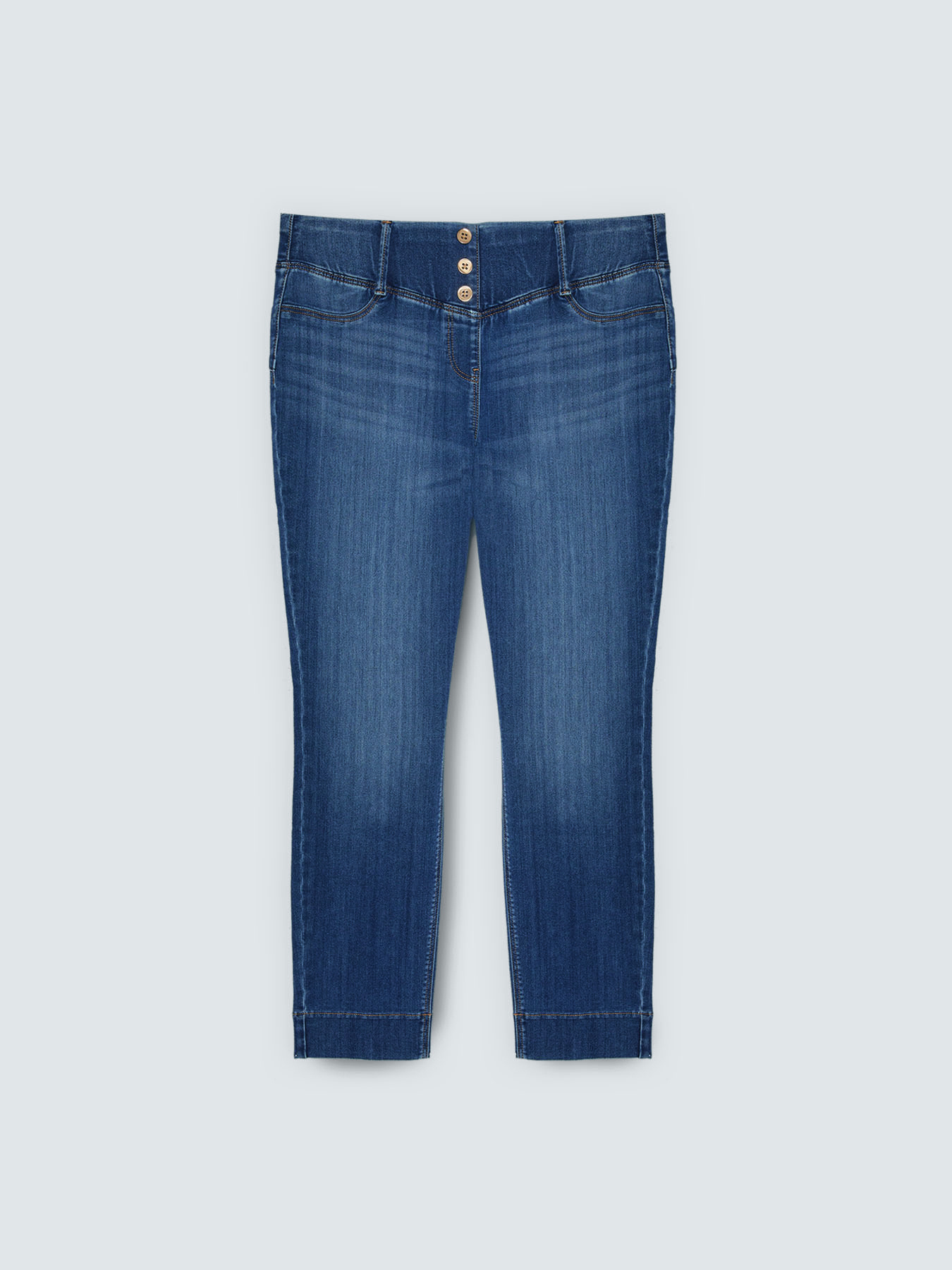 Denim jeggings with decorative buttons image number 5