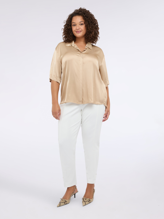 Camicia in raso stretch con maniche a tre quarti | Fiorella Rubino