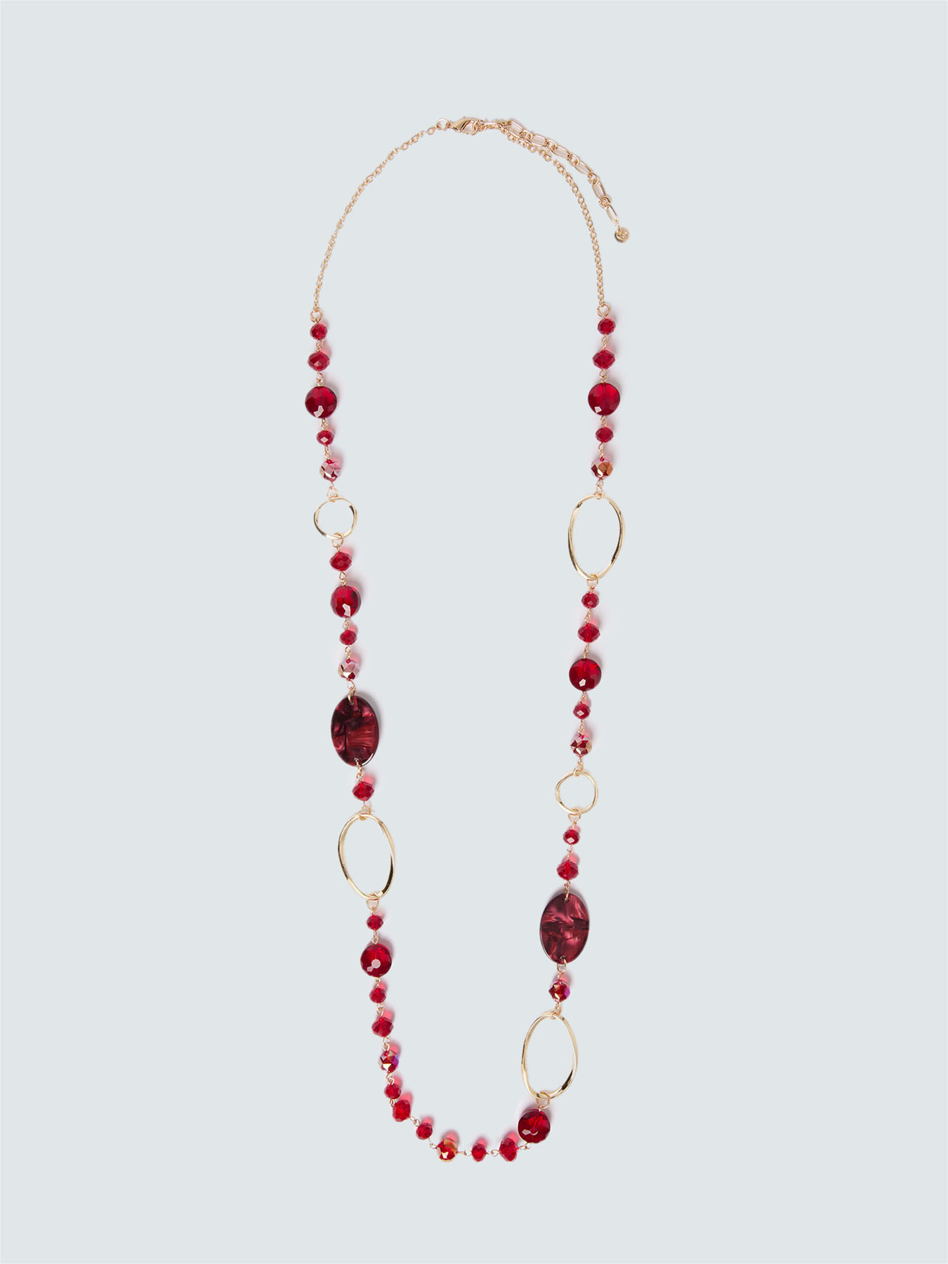 Long necklace with beads and rings image number 0