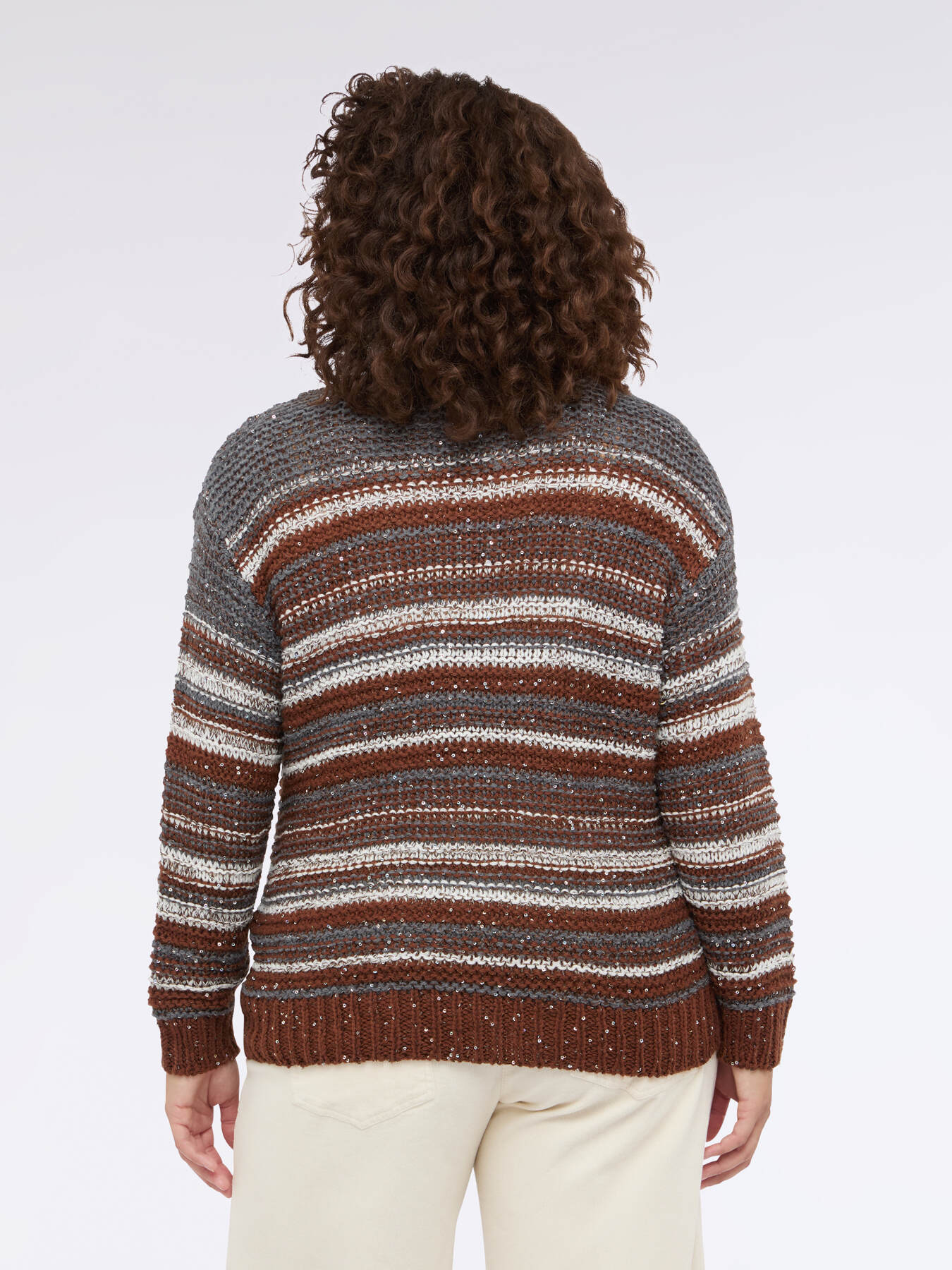 Pullover mit Streifenmuster und Pailletten image number 1