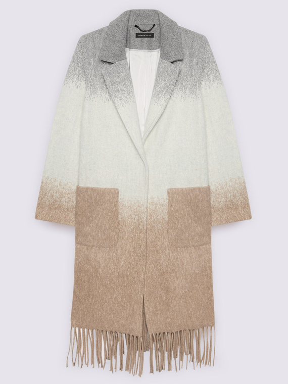 Manteau &agrave; imprim&eacute; d&eacute;grad&eacute; avec franges