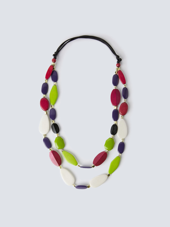 Long necklace in painted wood