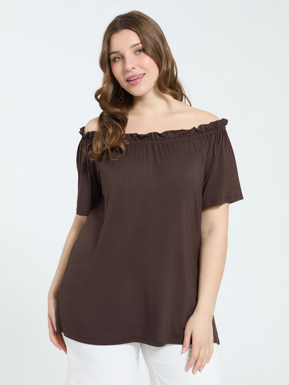 Off-shoulder t-shirt in viscose jersey