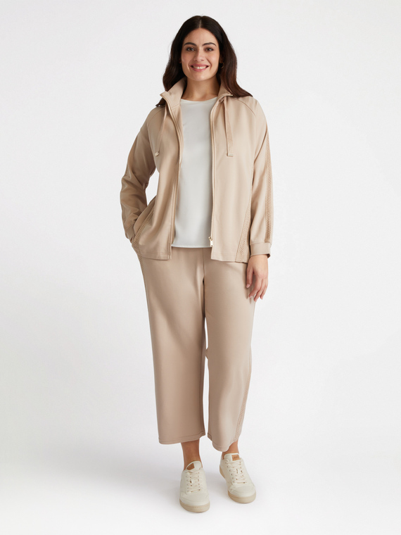 Fiorella Rubino - Joggers cropped con dettaglio macramè Donna, Beige Taglia: L (56-58 IT)