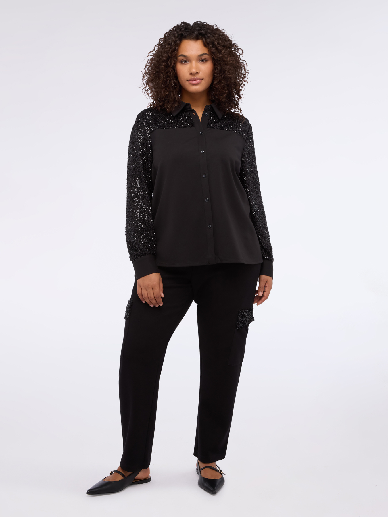 Pantalon cargo en tissu scuba avec paillettes image number 0