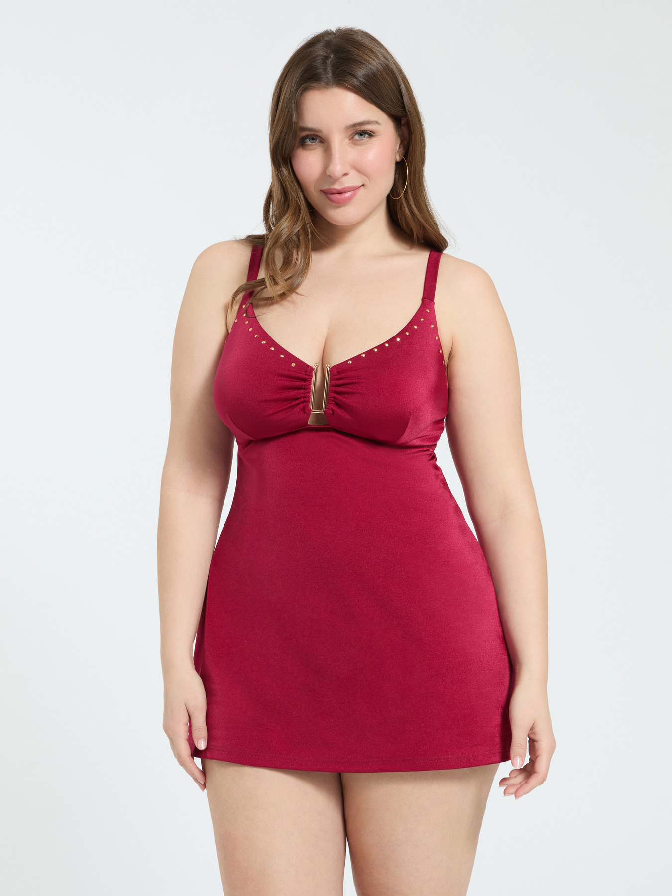 Top Tankini con motivo dorato e cut out image number 0