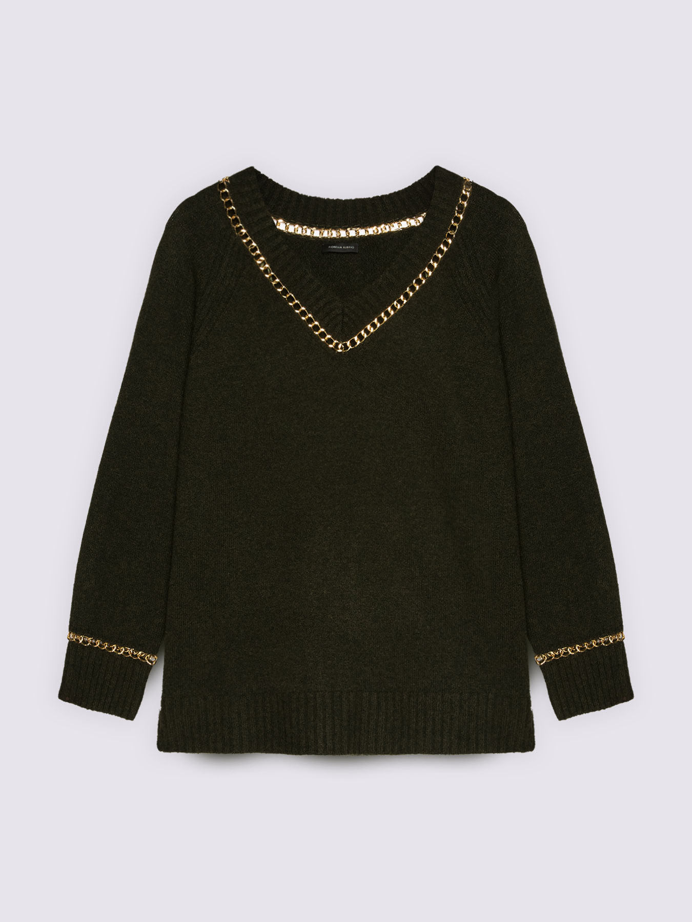V-neck sweater with chain details image number 4
