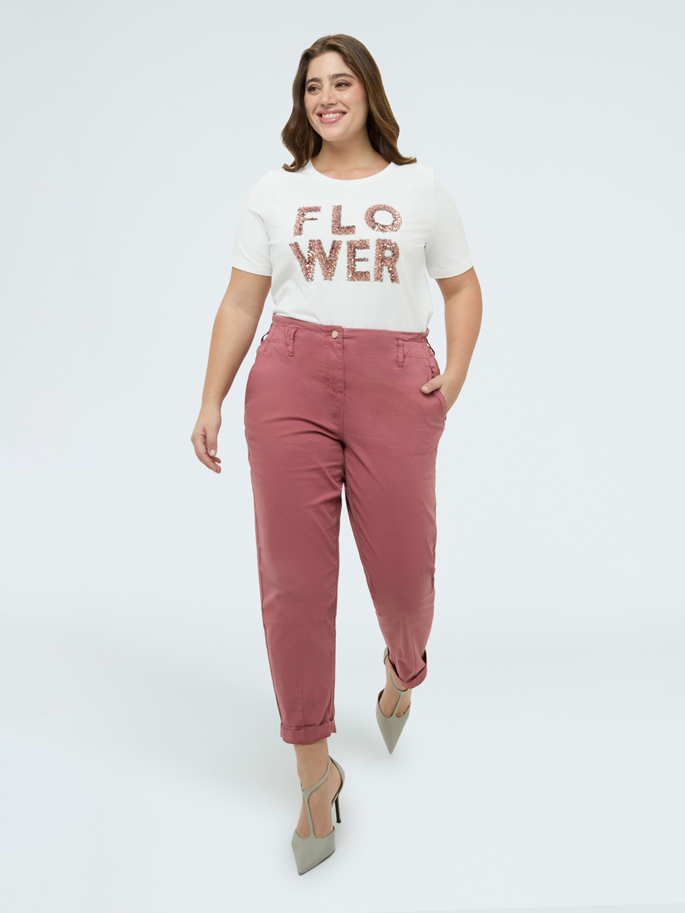 T-shirt en coton avec inscription Flower image number 2