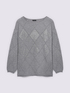 Sweater with diamond knit pattern in pure wool image number 4