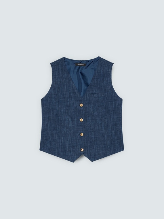 Weste aus Milano-Strick mit Kn&ouml;pfen