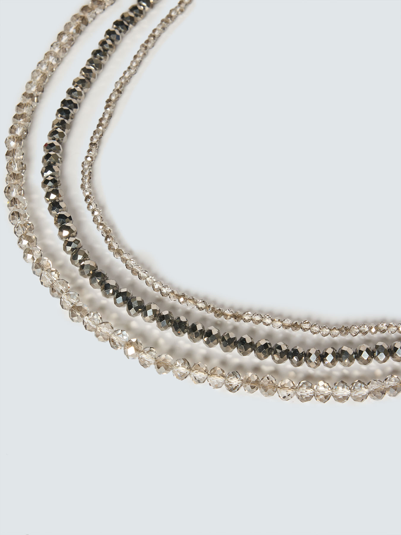 Long three-strand necklace with crystals image number 2