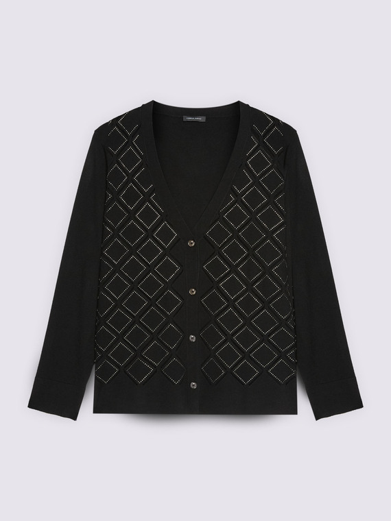Cardigan con dettaglio a rombi e punti luce