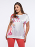 T-shirt floral en deux tissus image number 0
