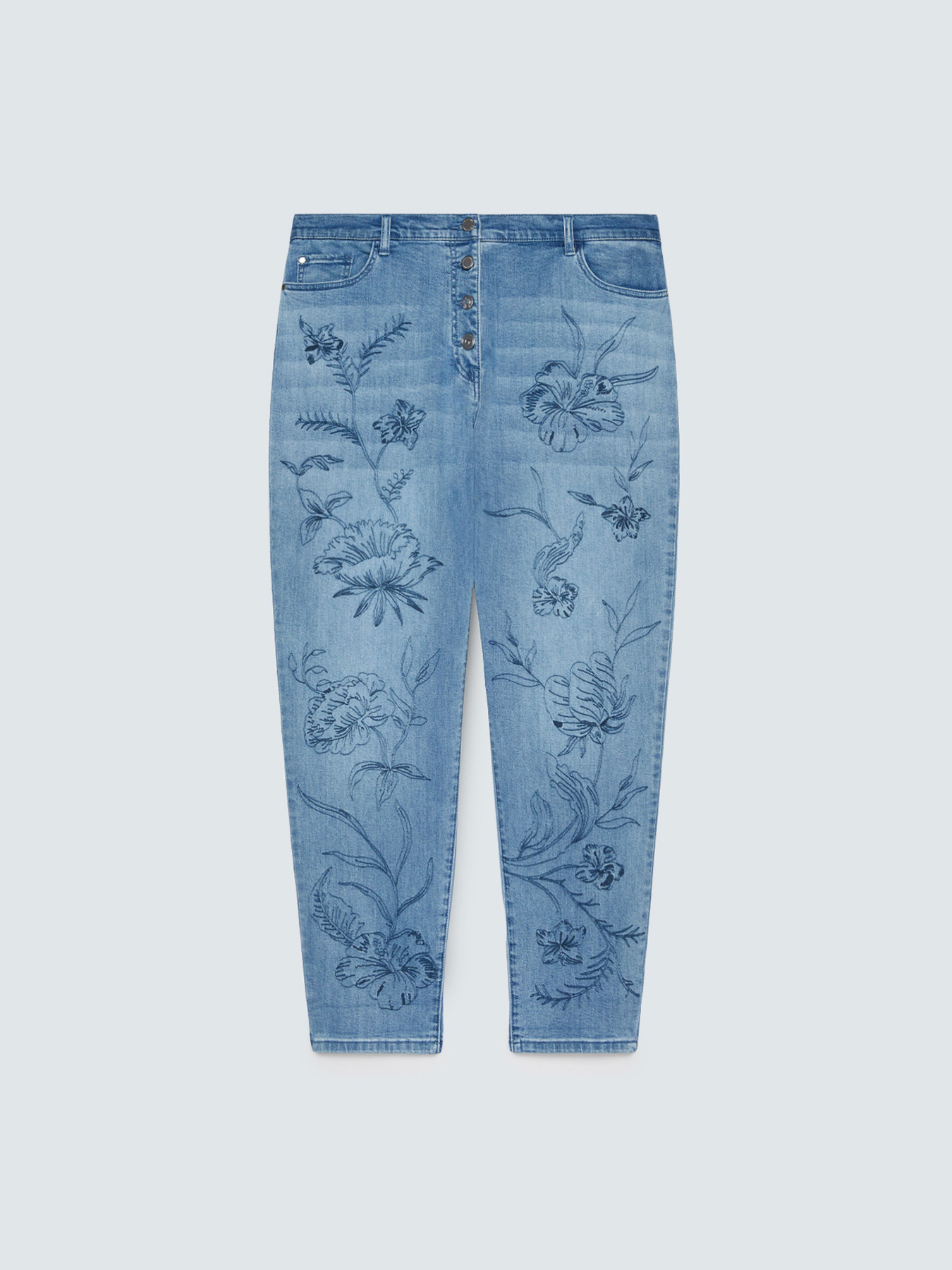 Jeans Barrell con ricamo floreale image number 4