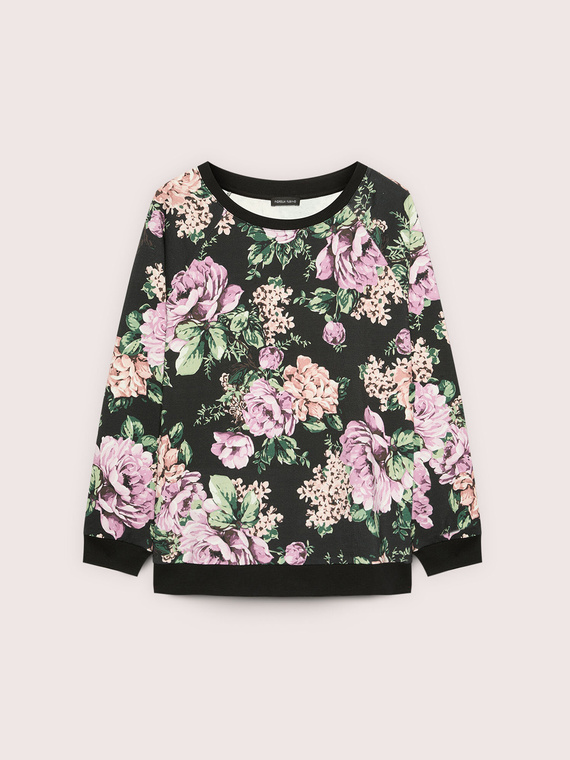 Crew-neck sweatshirt with floral print