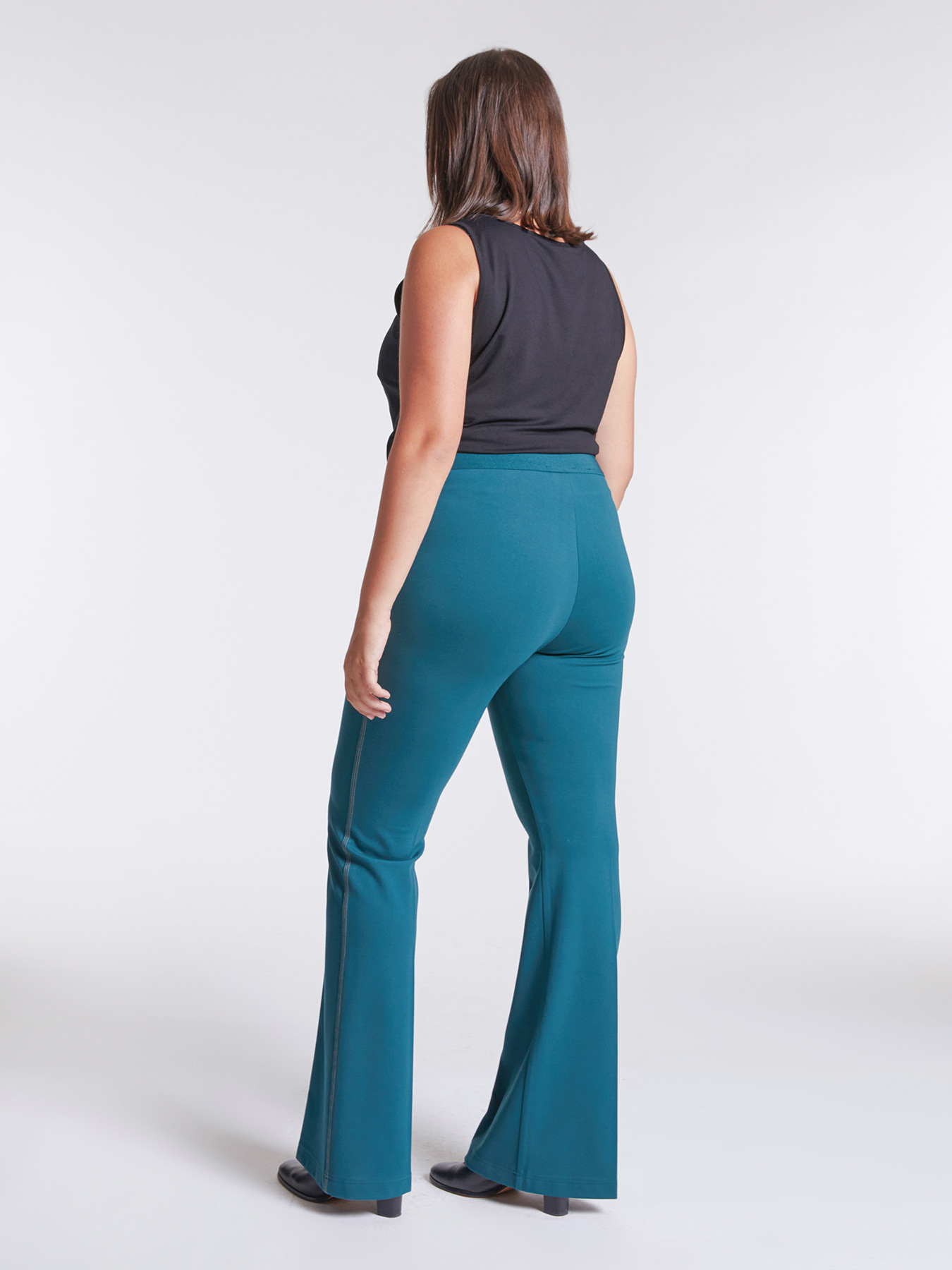 FIORELLA RUBINO Pantaloni Flare In Punto Milano – Autunno Inverno 2025, Misto Viscosa Con Elastico In Vita, Comodi E Di Qualità