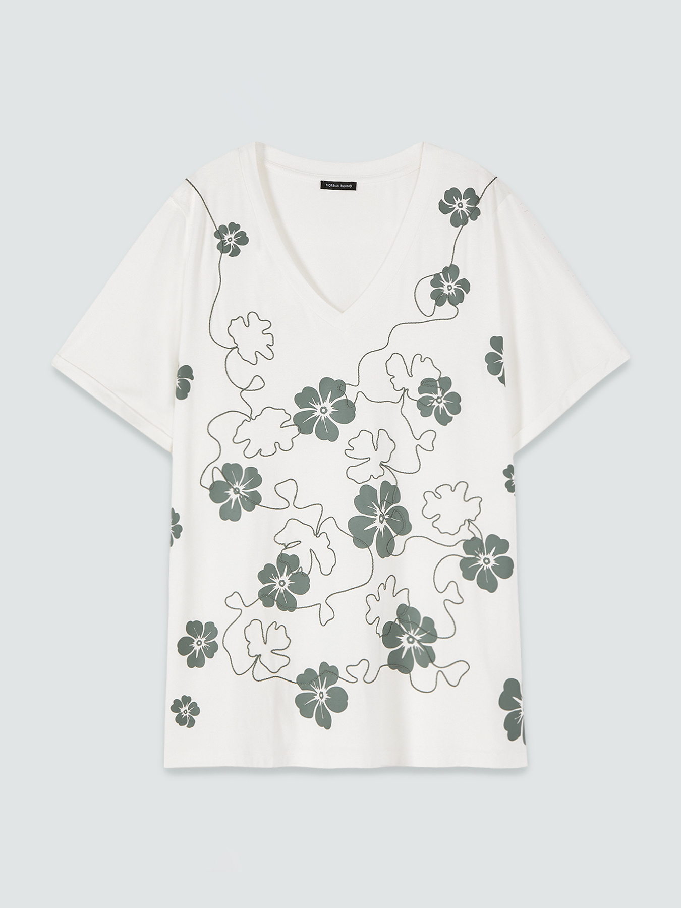 Camiseta de viscosa con estampado floral y bordado image number 4