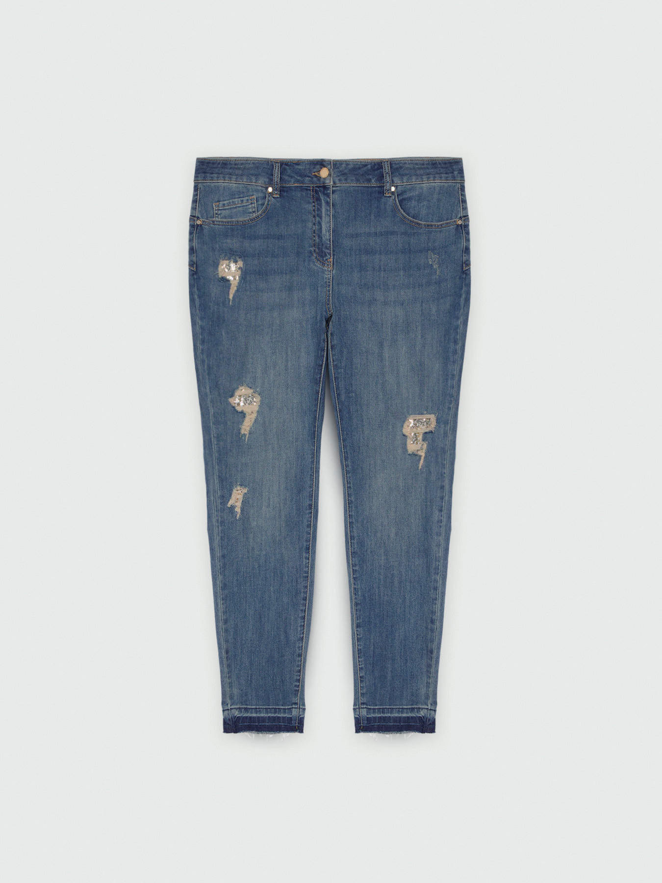 Skinny-Jeans mit Stickerei image number 4