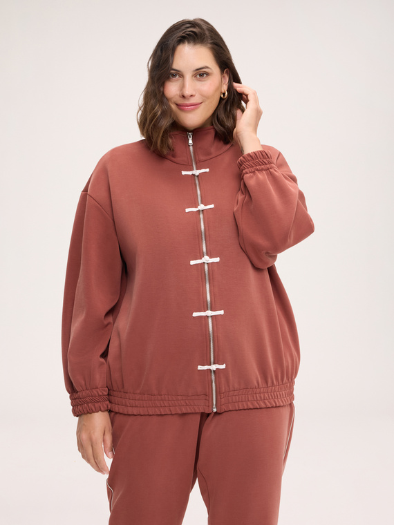 Sweat-shirt &agrave; fermeture &eacute;clair et &agrave; brandebourgs