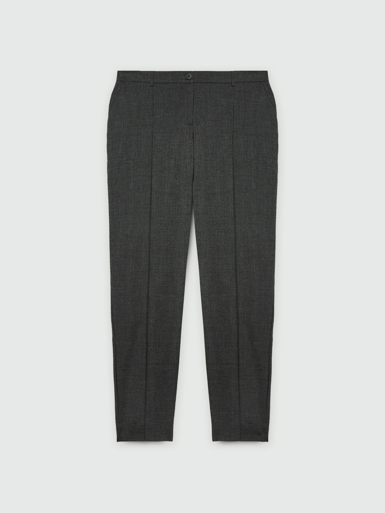 Grau melierte gerade geschnittene Hose image number 4