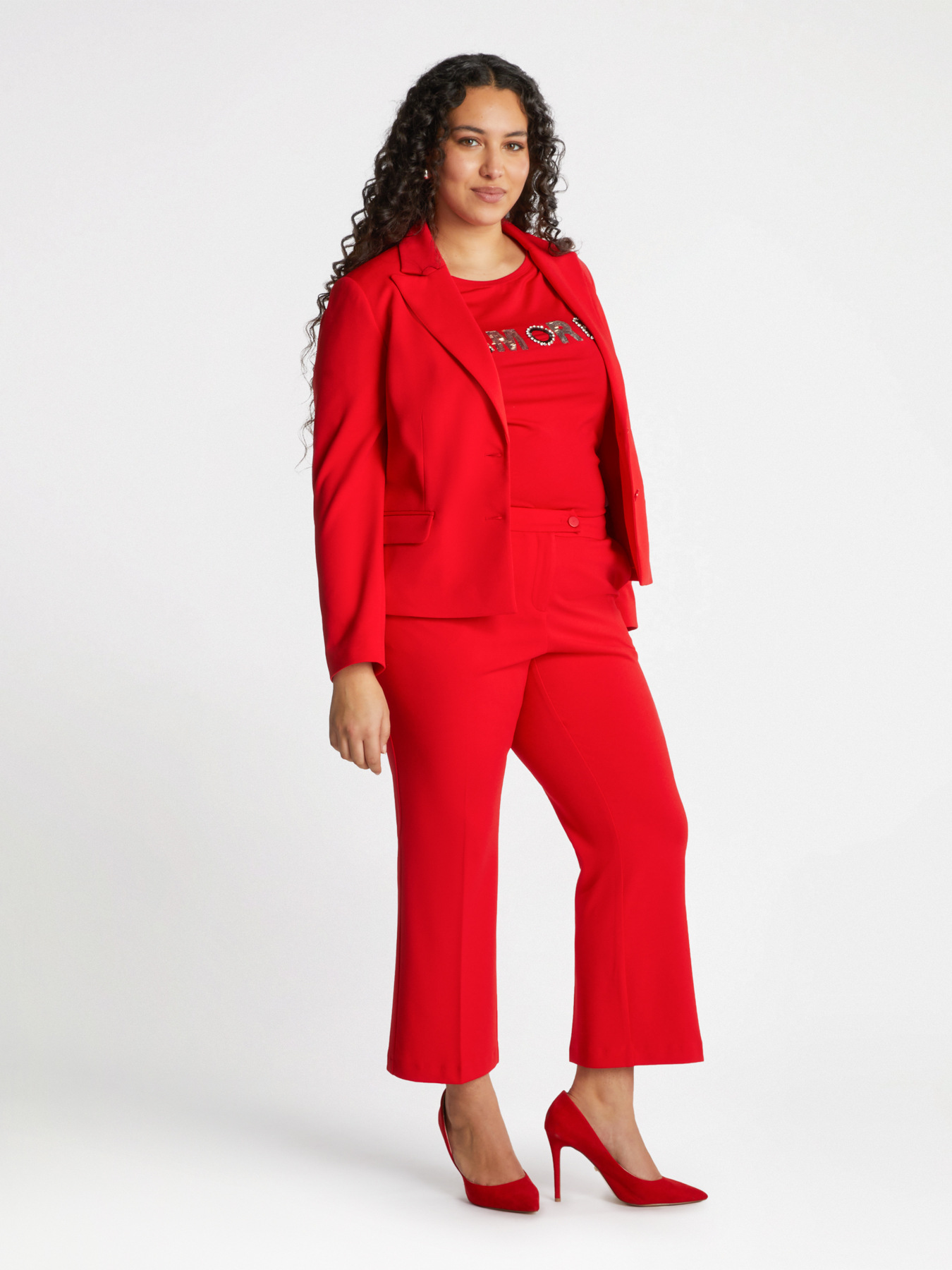 Cropped blazer in stretch fabric image number 3