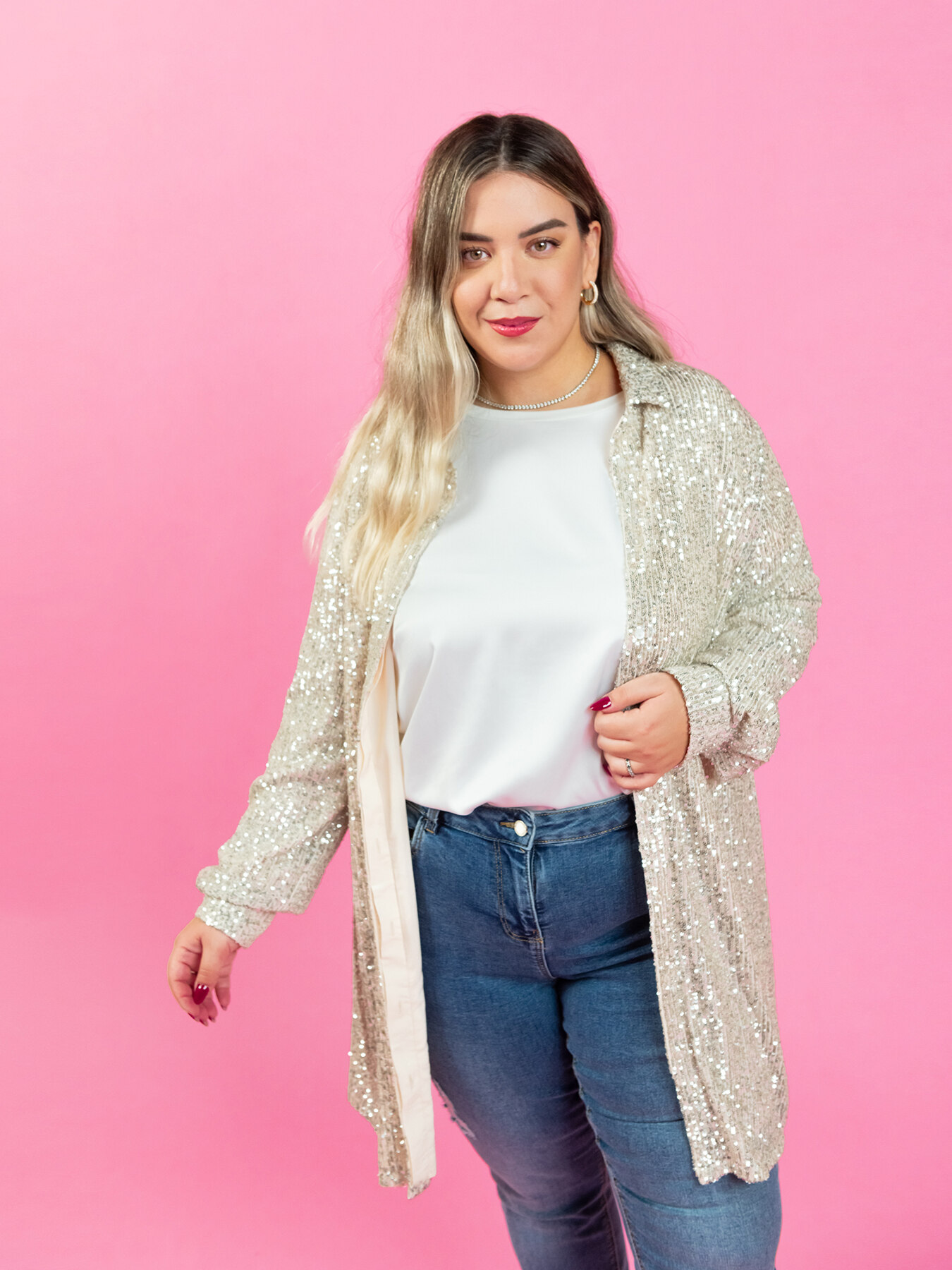 Robe de paillettes compl&egrave;tes de Chemisier image number 1