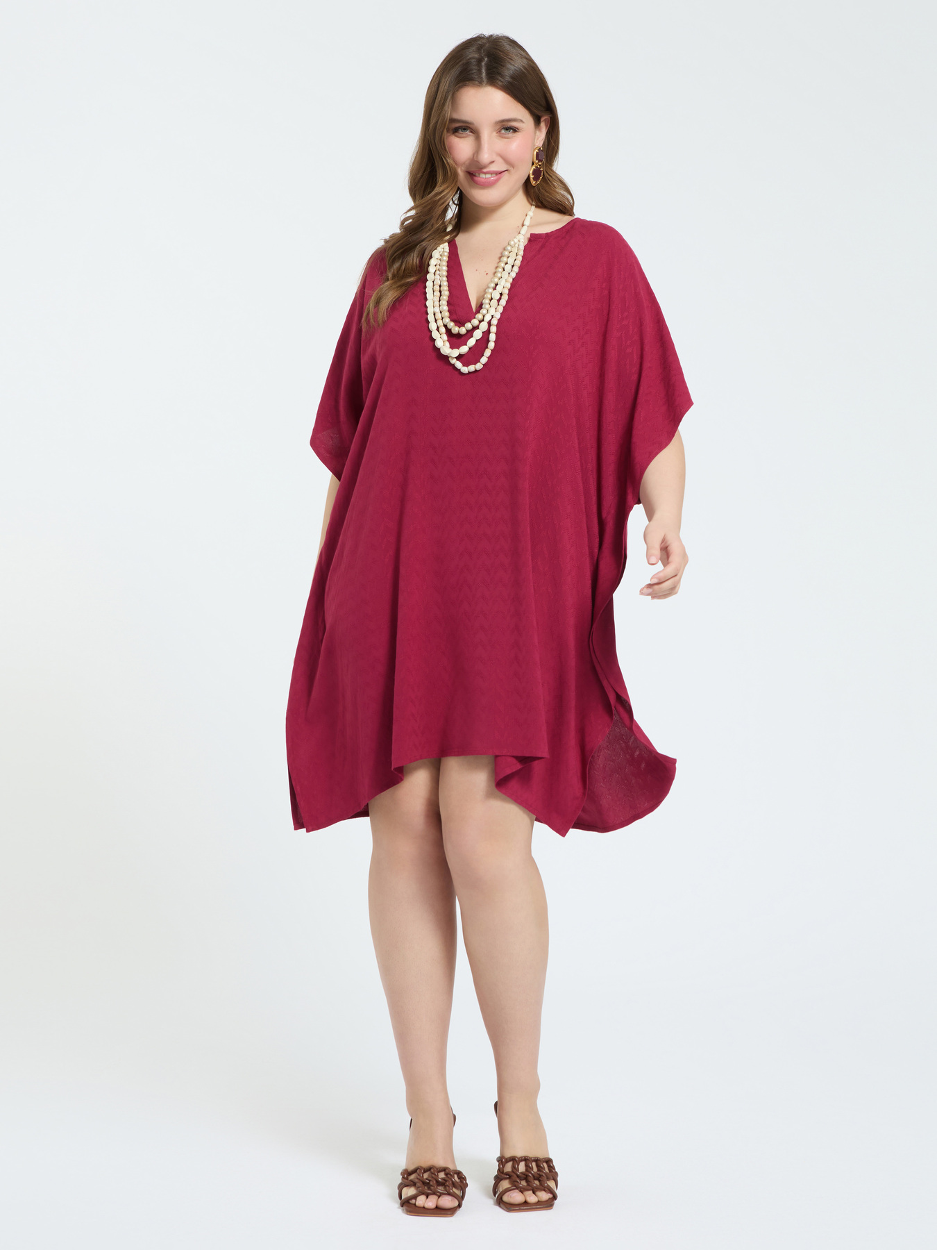 Closed kaftan in jacquard viscose image number 3