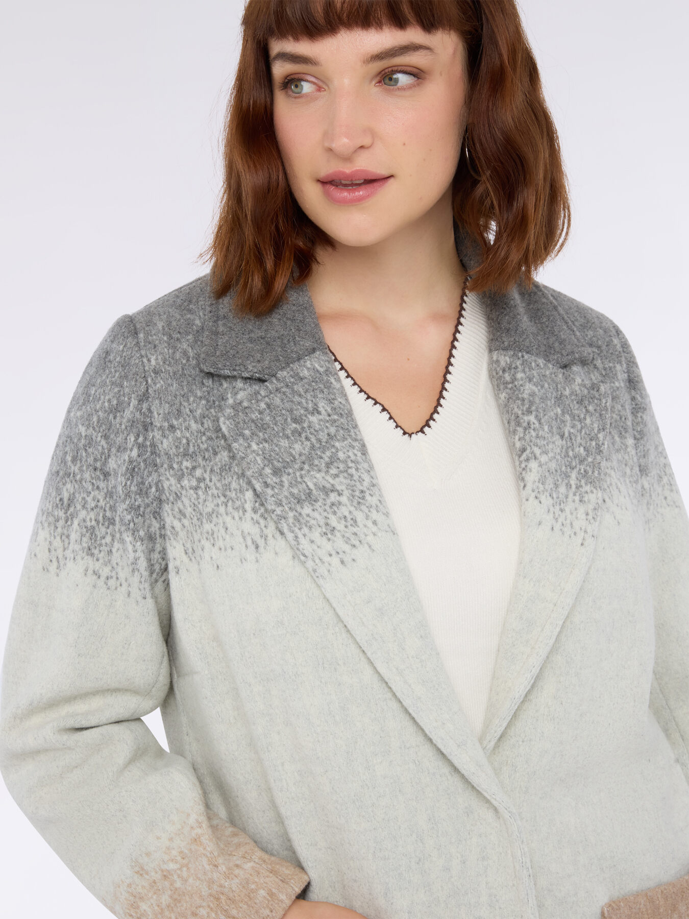 Cappotto stampa sfumata con frange image number 4