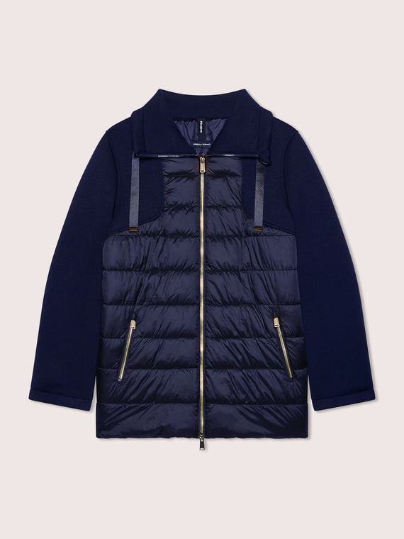 Steppjacke aus zwei Materialien mit hohem Kragen