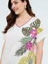 T-shirt en coton avec imprim&eacute; tropical image number 2