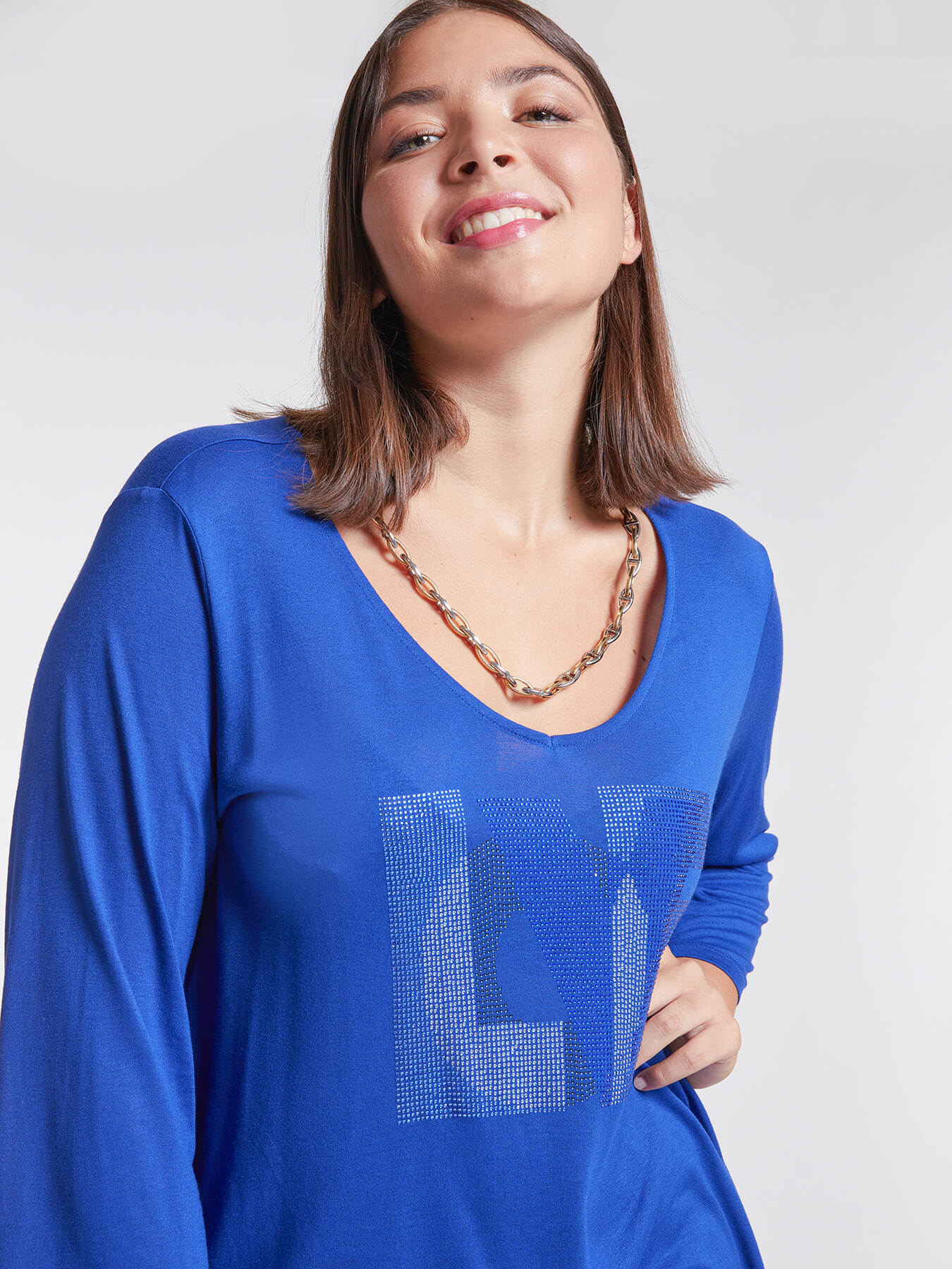 Viskose-T-Shirt mit Nieten image number 2